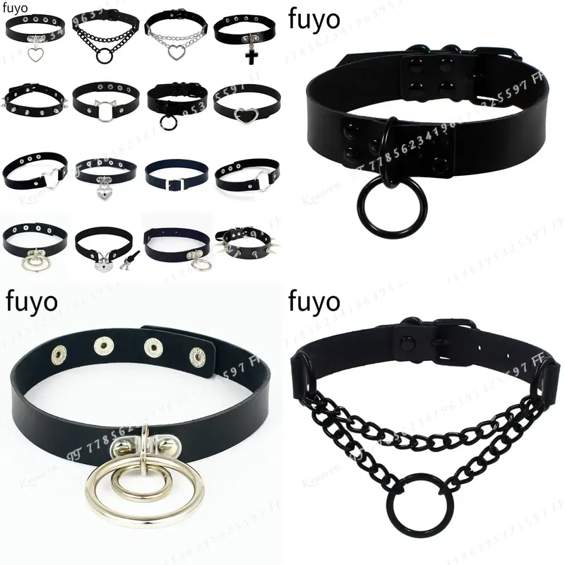Magnetic Clasp Cosplay - Sexy Punk Lederen Choker Halsband Bondage