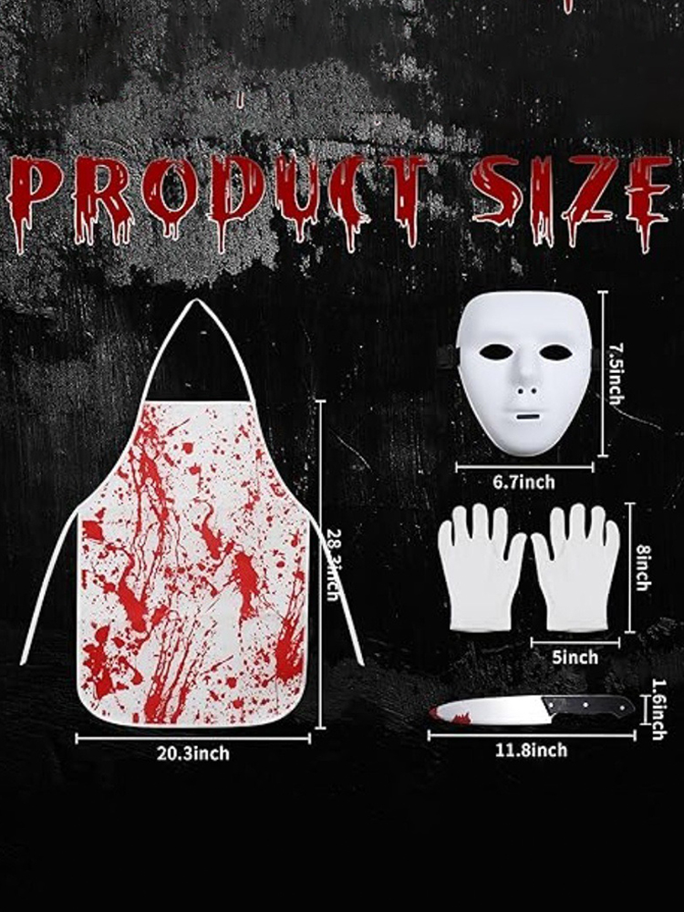 Cosplay Prop Knife - Halloween Bloederige Kok Kostuumset Masker Schort